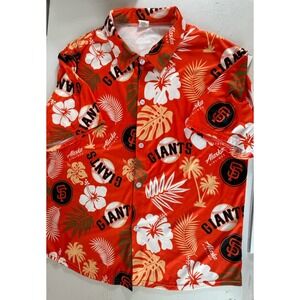 San Francisco Giants orange  Logo Floral Print Hawaiian Alaska Airlines Shirt XL